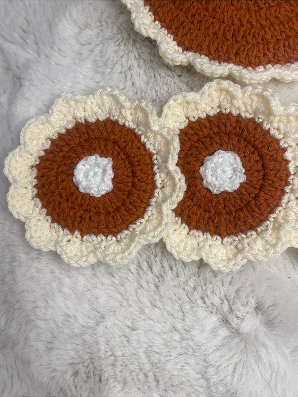 Crochet Pumpkin Pie Coasters and Pot Holder